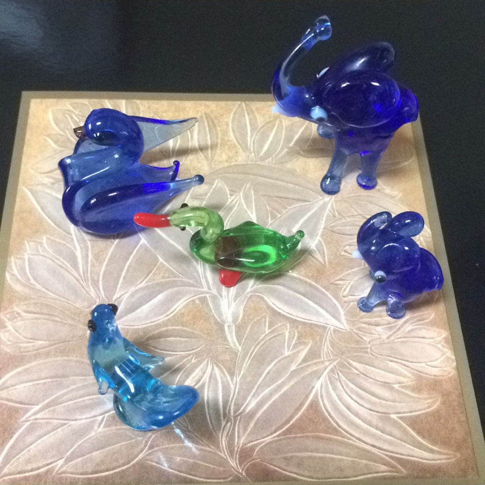 bundle  vintage blown hand art glass  toys